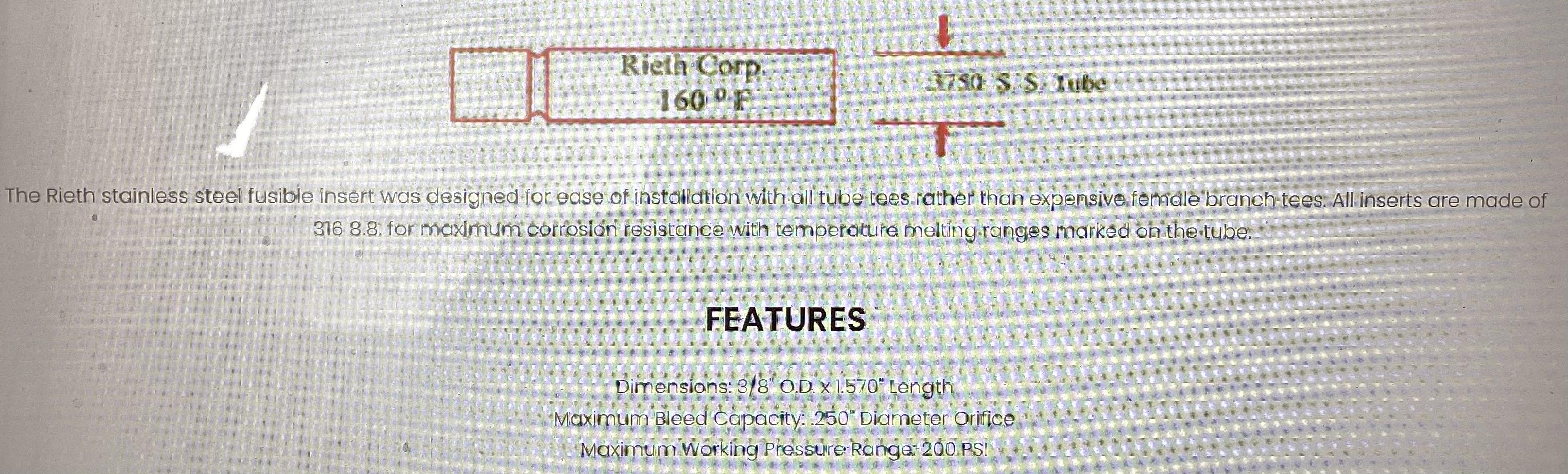 Fusible Plug, 3/8", 200MWP, FP160