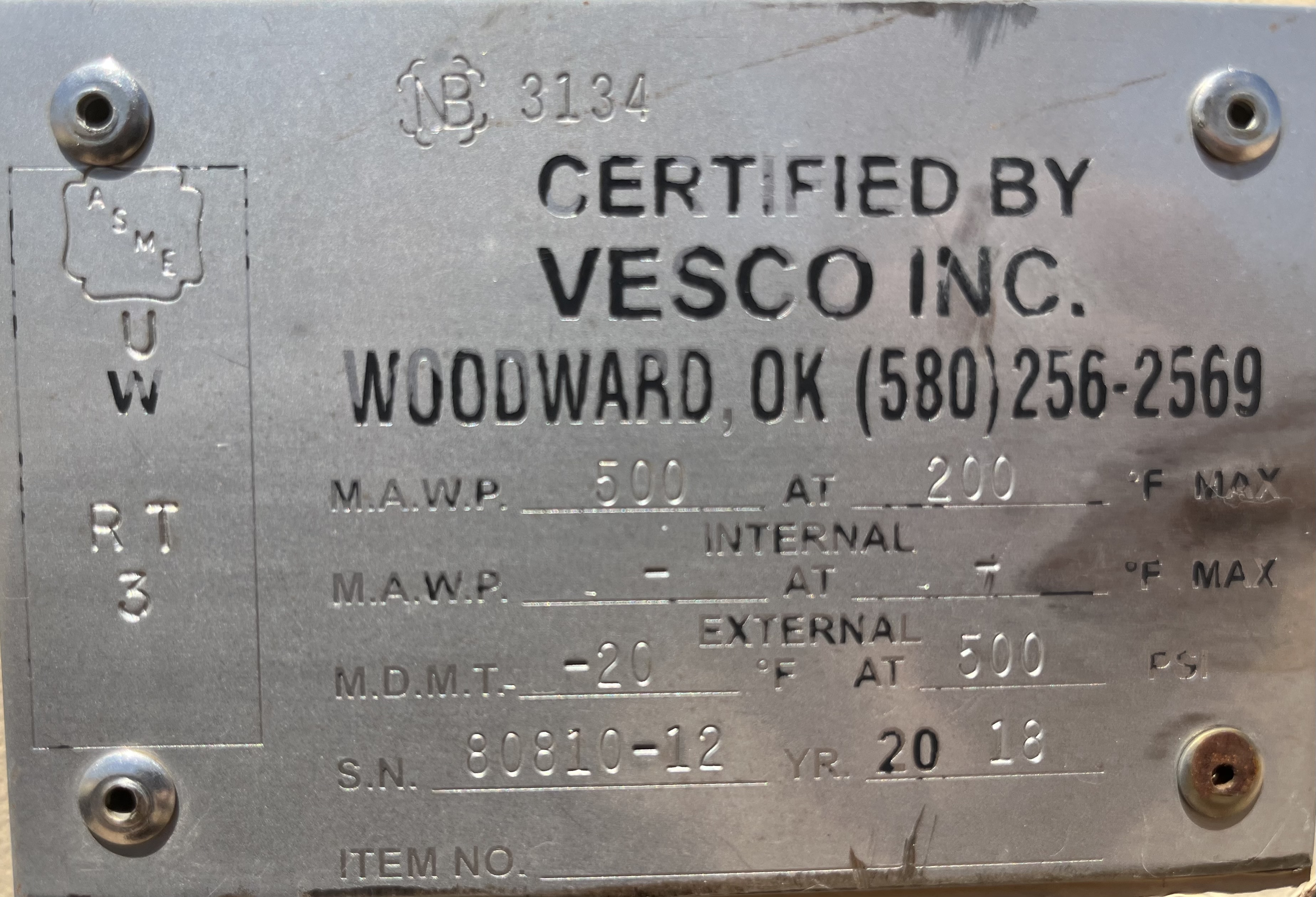 Used 2018 Vesco Inc. 30"x5', 500#