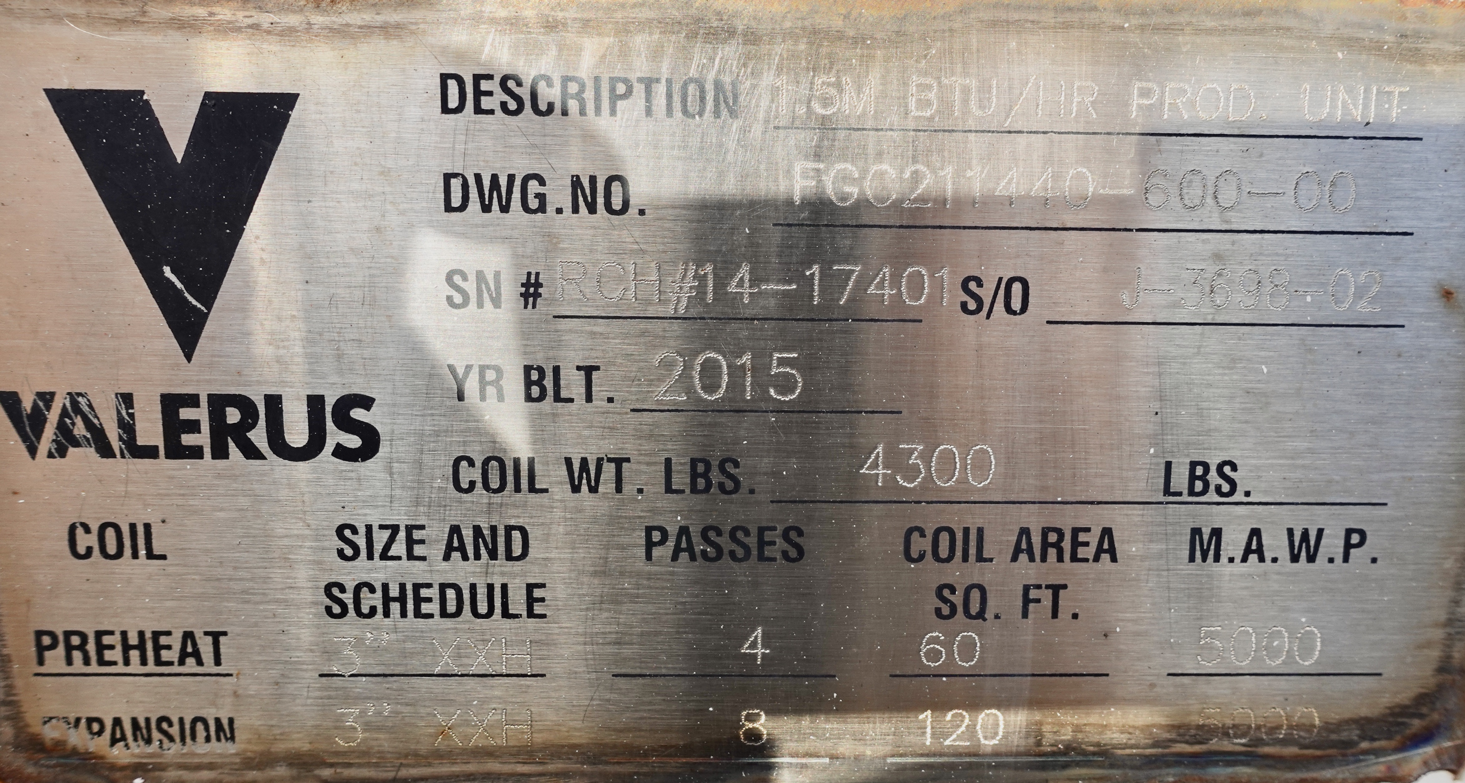 Used Line Heater, 1.5 mmbtu, 3", 5000#