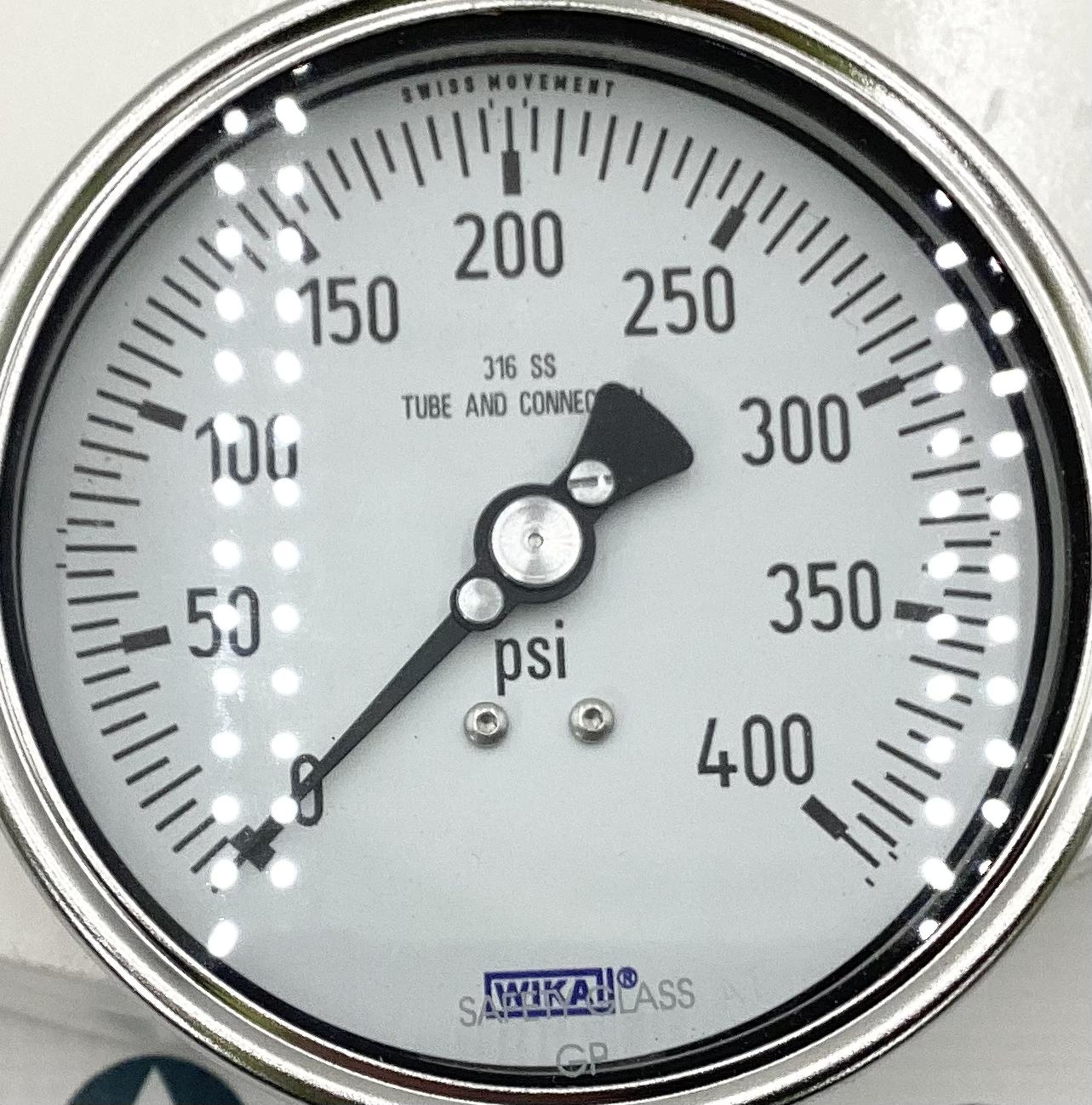 Gauge, Pressure, Liquid Filled, 1/4"x4", 0-400#