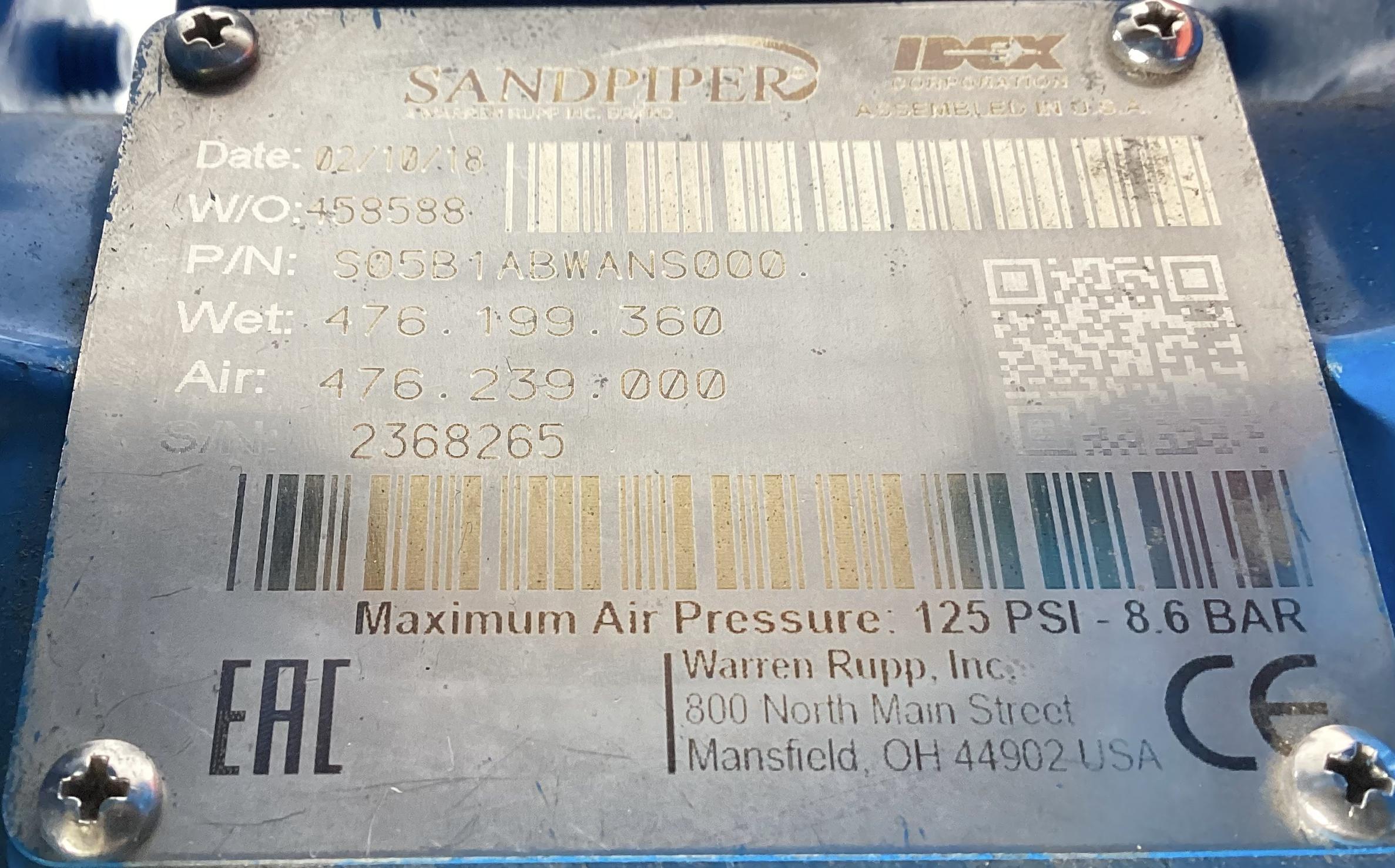 Used Pump, Pneumatic, 1/2"fNPT, 125#