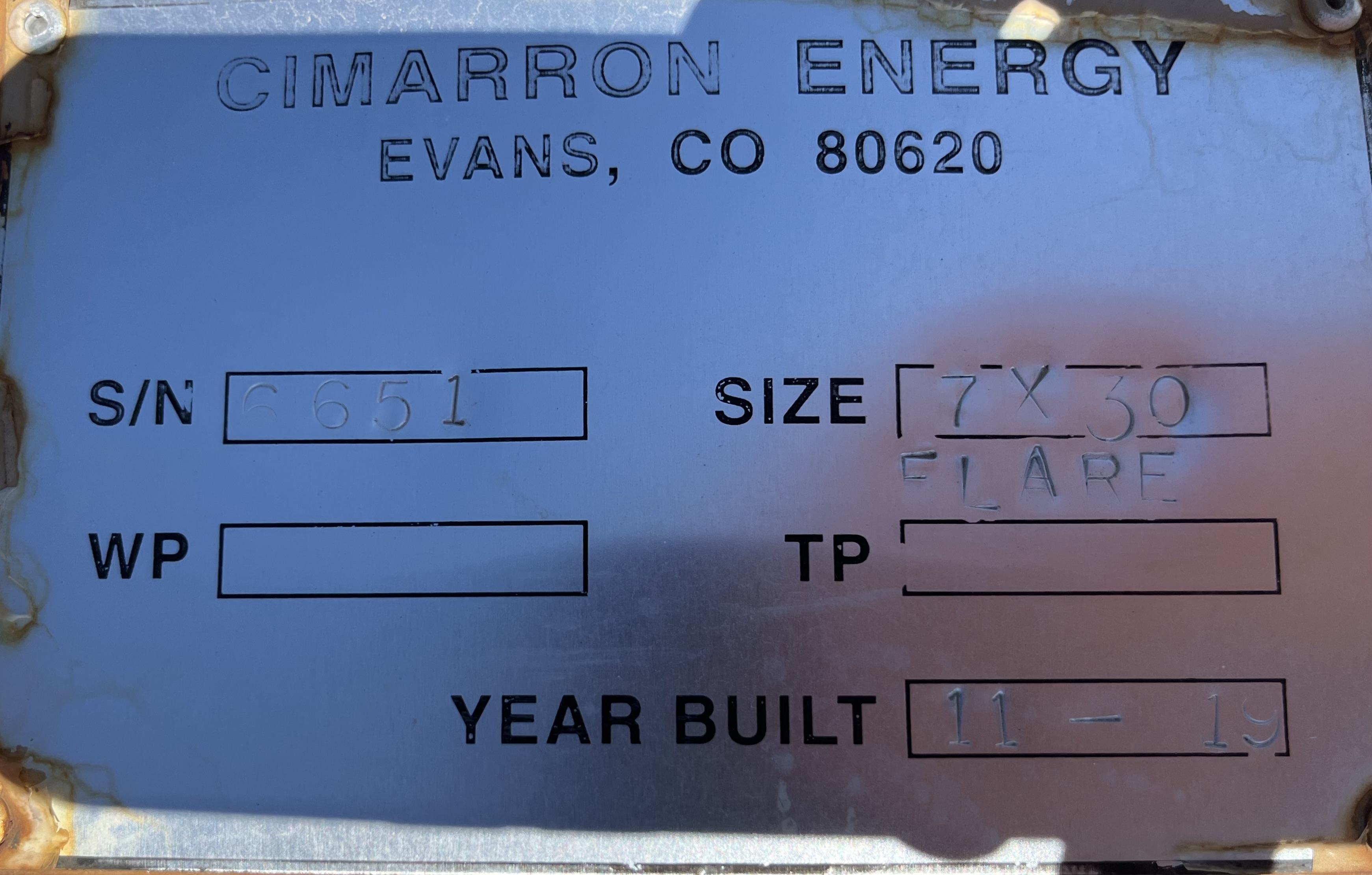 Used Combustor / Flare, 84"x30', 53 MMBtu/hr