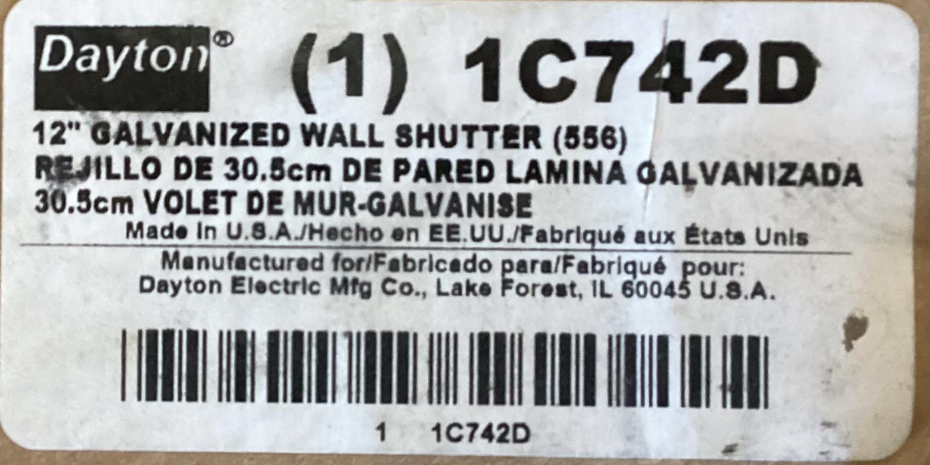 Wall Shutter, 12" Galvanized 