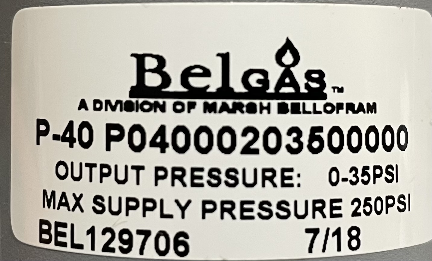 Regulator, Belgas, 1/4", 0-35#