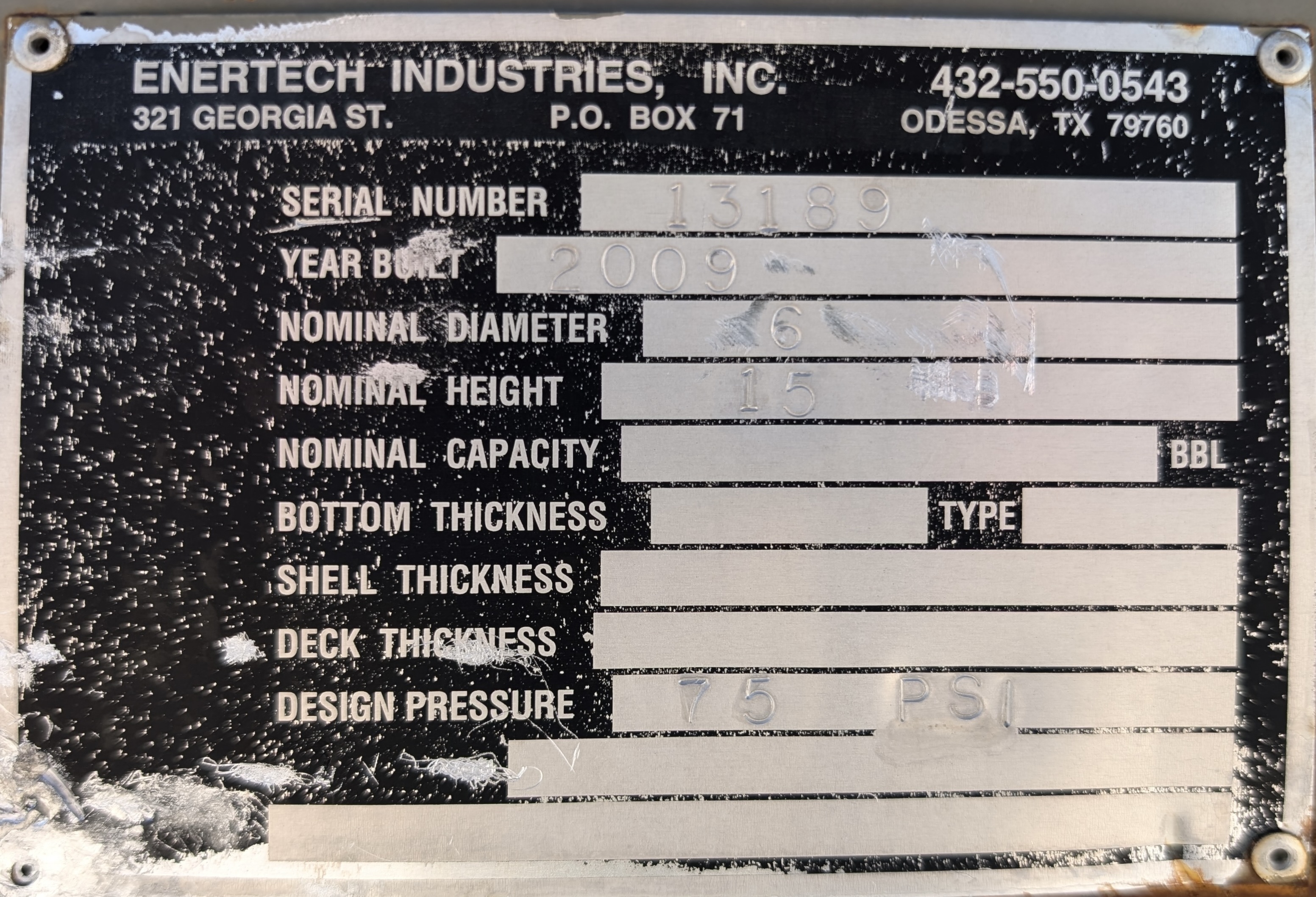 Used Separator, Horizontal, 2P, 72"x15', 75#