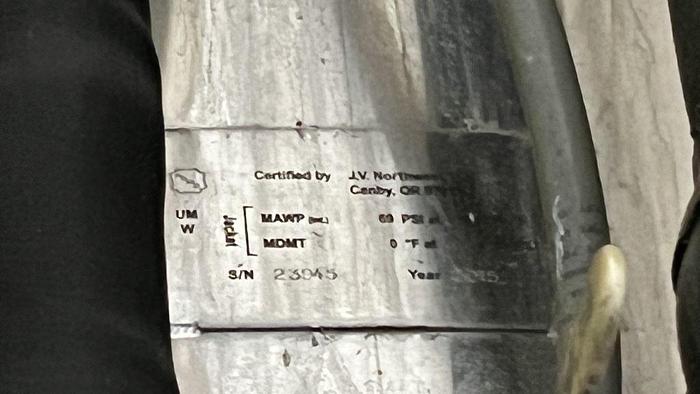 Used Tank, 3,100 Gallon, S/st, Jkt, 100 BBL Fermenting Tank, JVNW #C744694