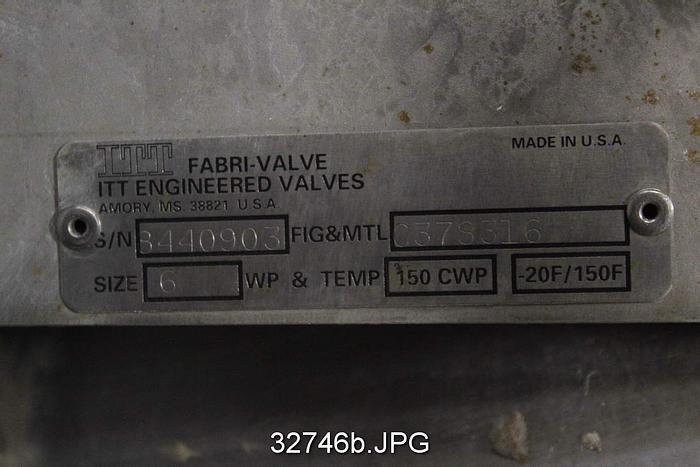 Used Fabri 6" Hand Operated Knife Gate Valve #32746