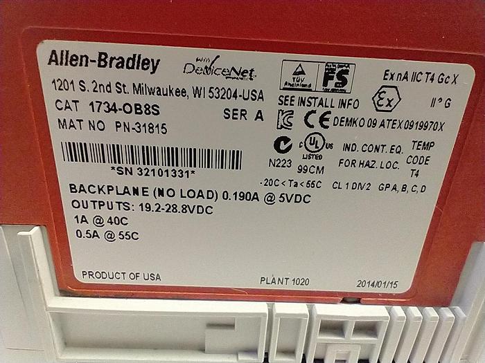 Used Allen-Bradley 1734-0B8S PLC safety relay GH#A37
