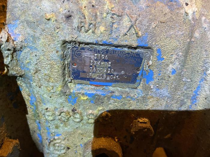 Used GOULDS 3196  3 x 4 - 13 CENTRIFUGAL PUMP  20 HP MOTOR