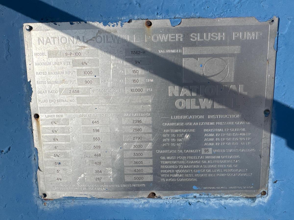 Used National Oilwell 9P-100 Triplex Mud Pump