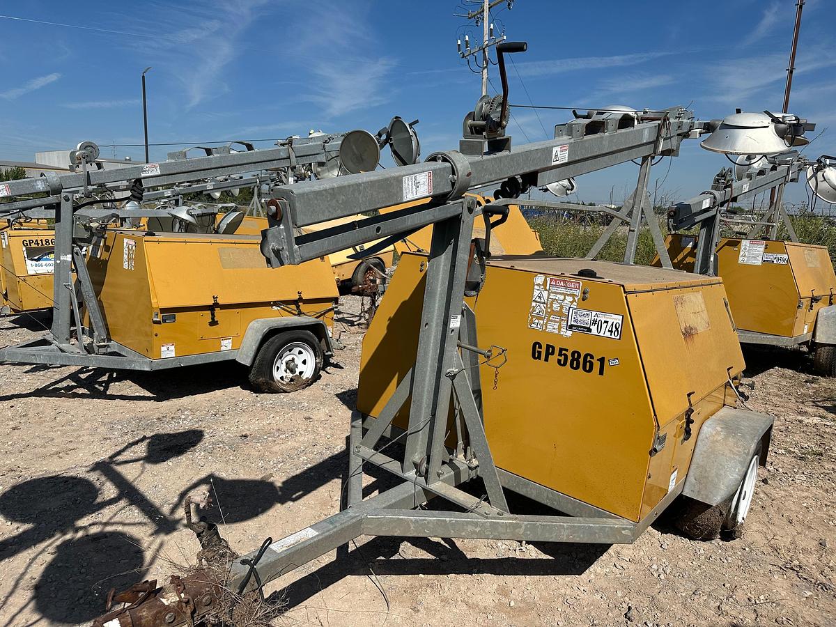 Used Warren Power Systems 8KW Light Plant, Inoperable, Has Cat Engine, Bad Tires.