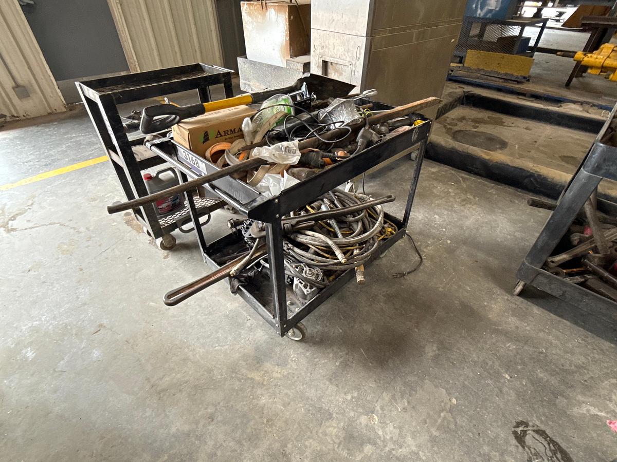Used Rolling Cart with Miscellaneous Parts and Tools
