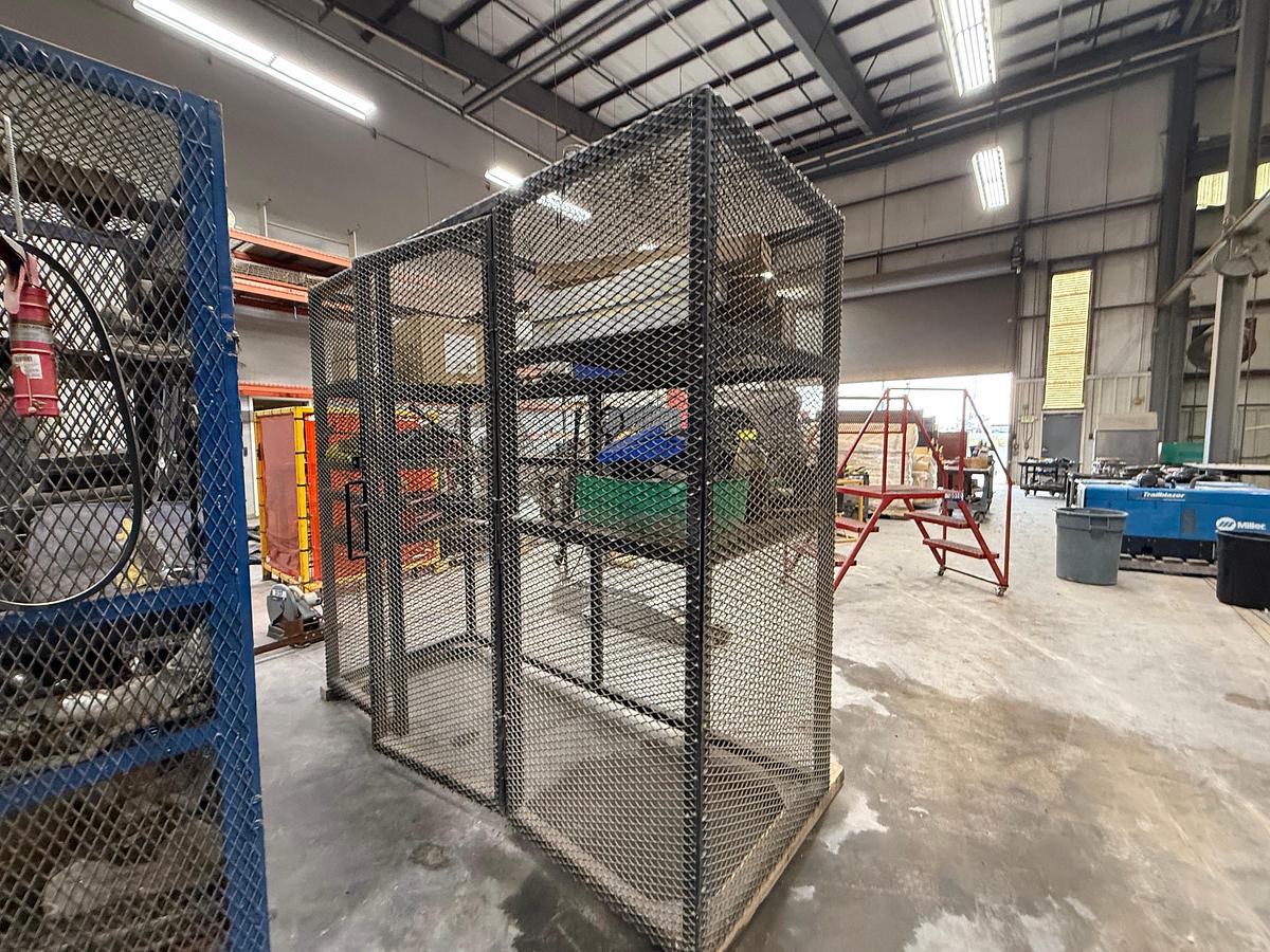 Used Metal Cage Tool Room with Assorted Tools