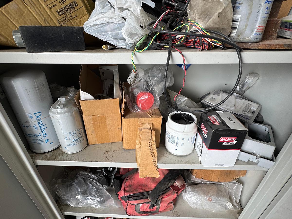 Used Parts Cabinet with Filters and Contents
