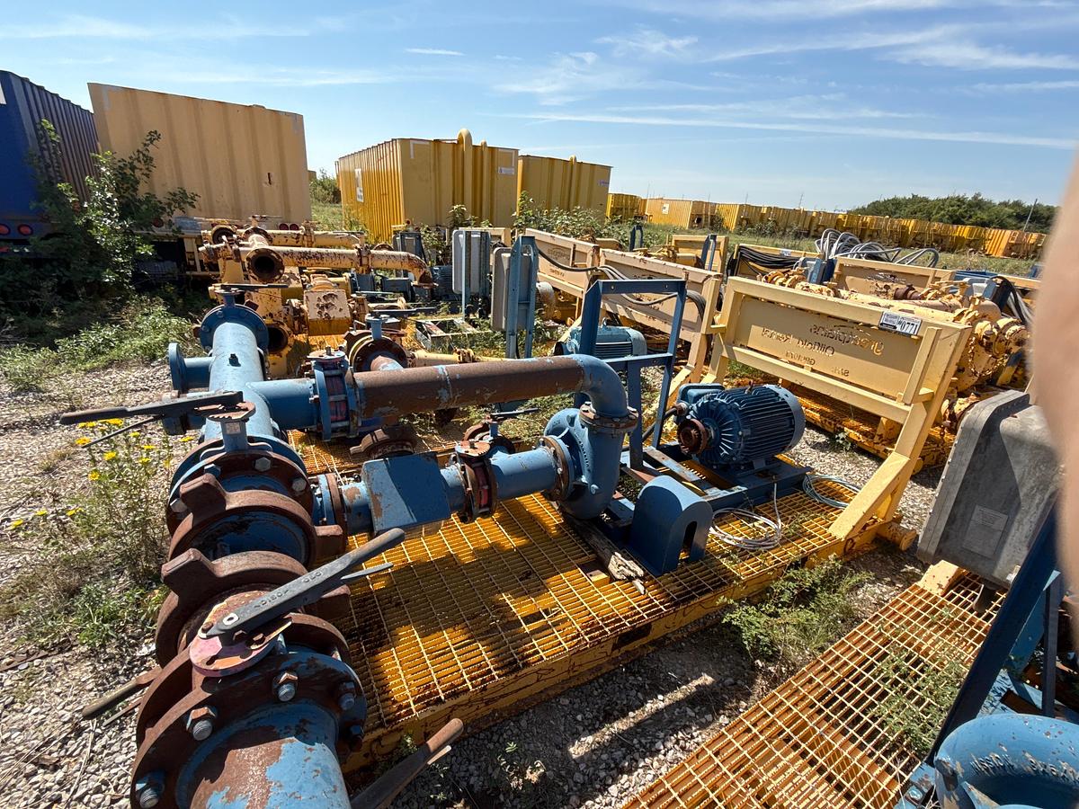 Used Mission 8x6x14 Centrifugal Pump With a World Wide 75 Horsepower Electric Motor on a Skid