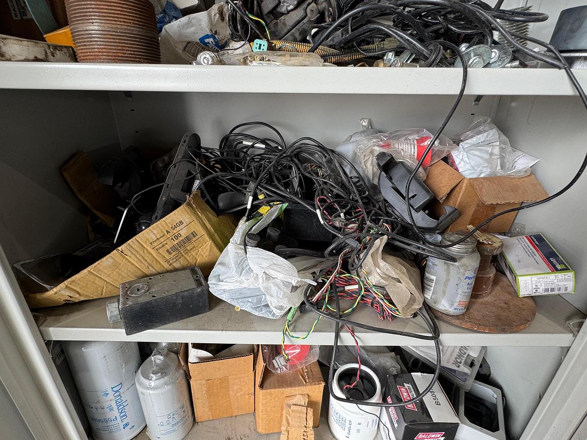 Used Parts Cabinet with Filters and Contents