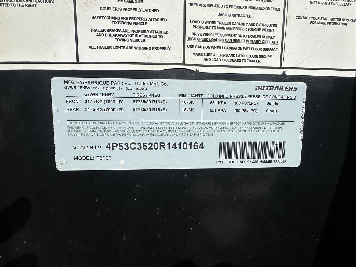 Used 2024 PJ Trailer MGF 26' Deck with Tilt Deck and Smitty Bilt 17,500 lb Winch