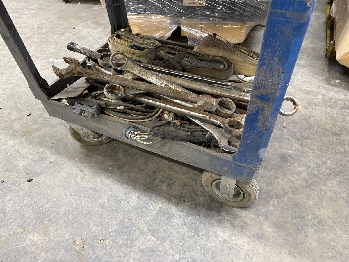Used Rolling Cart with Assorted Milwaukee Impact Sockets, and Wrenches