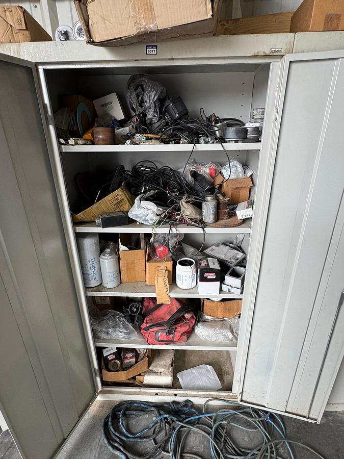 Used Parts Cabinet with Filters and Contents