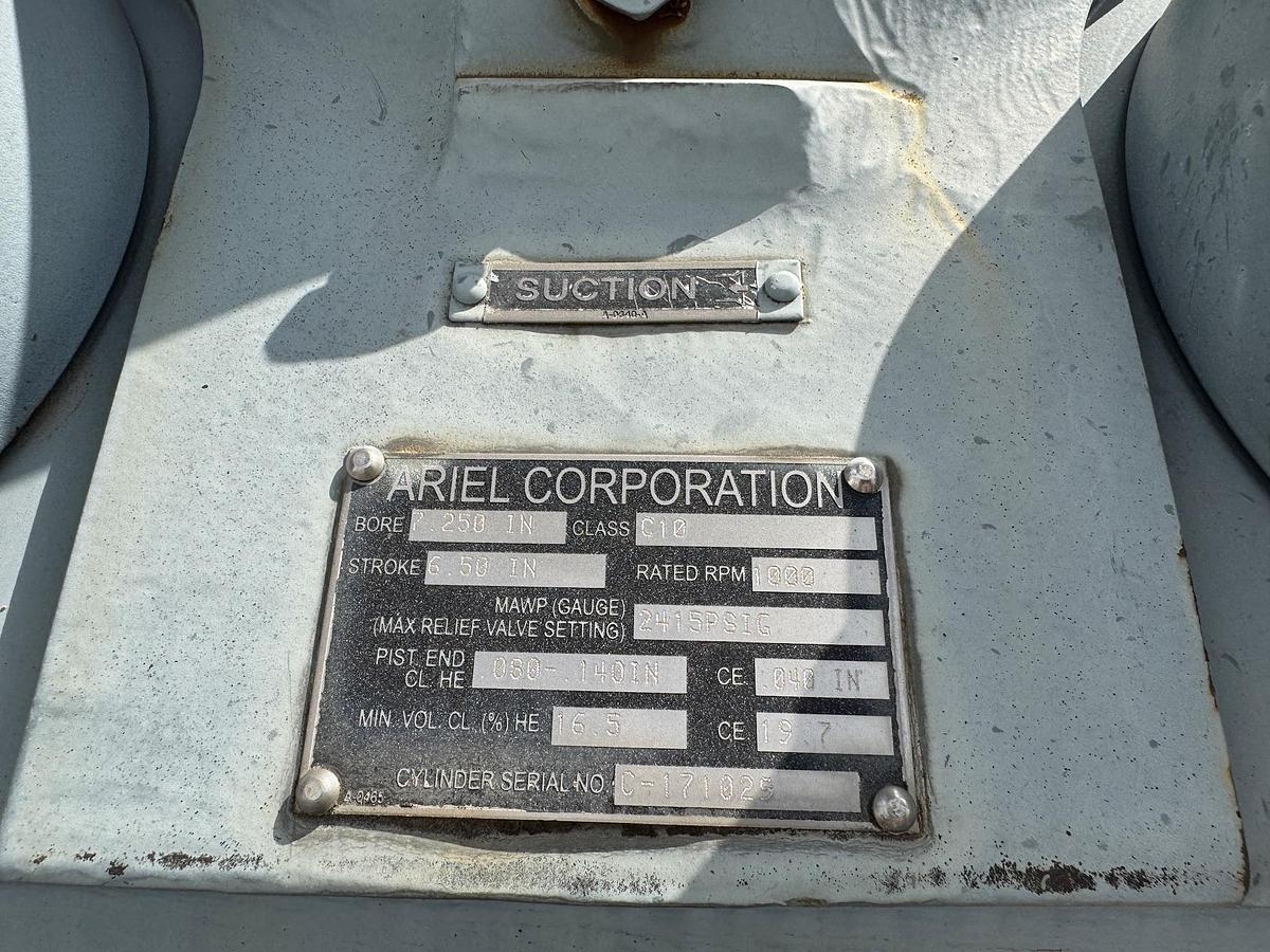 Used 2014 Ariel Reciprocating Natural Gas Compressor Skid with Pulsation Bottles