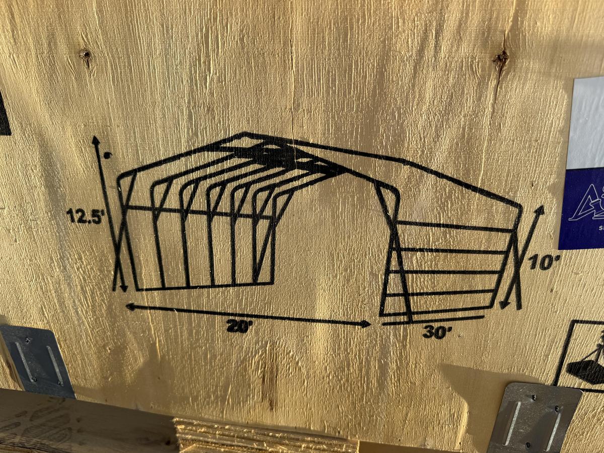 Used 20'x30' All-Steel Carport with Enclosed Sidewalls (UNUSED)