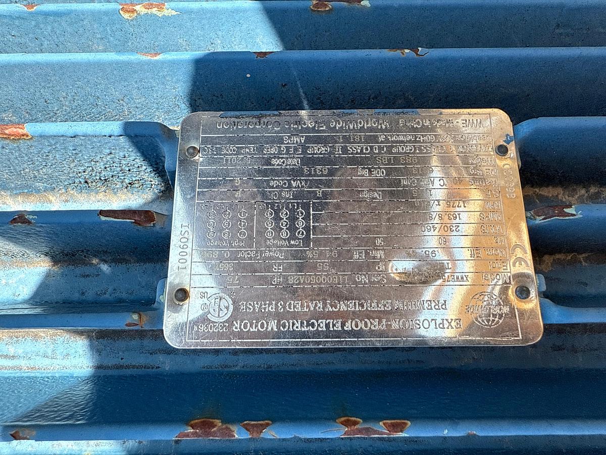 Used Mission 8x6x14 Centrifugal Pump With a World Wide 75 Horsepower Electric Motor on a Skid