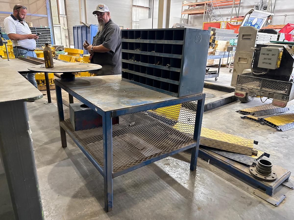 Used Metal Table with Assorted Bolts and Washers