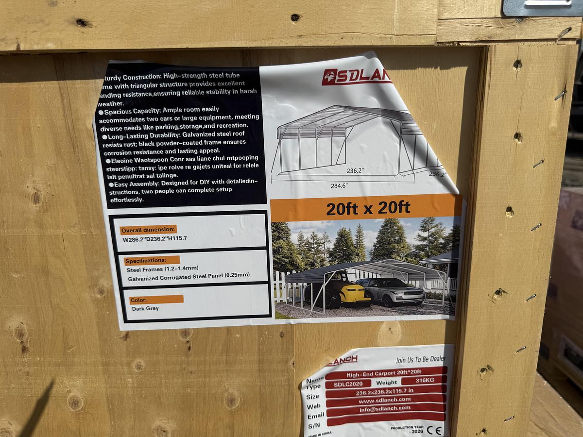 Used 20'x20' Double Garage Metal Shed (UNUSED)