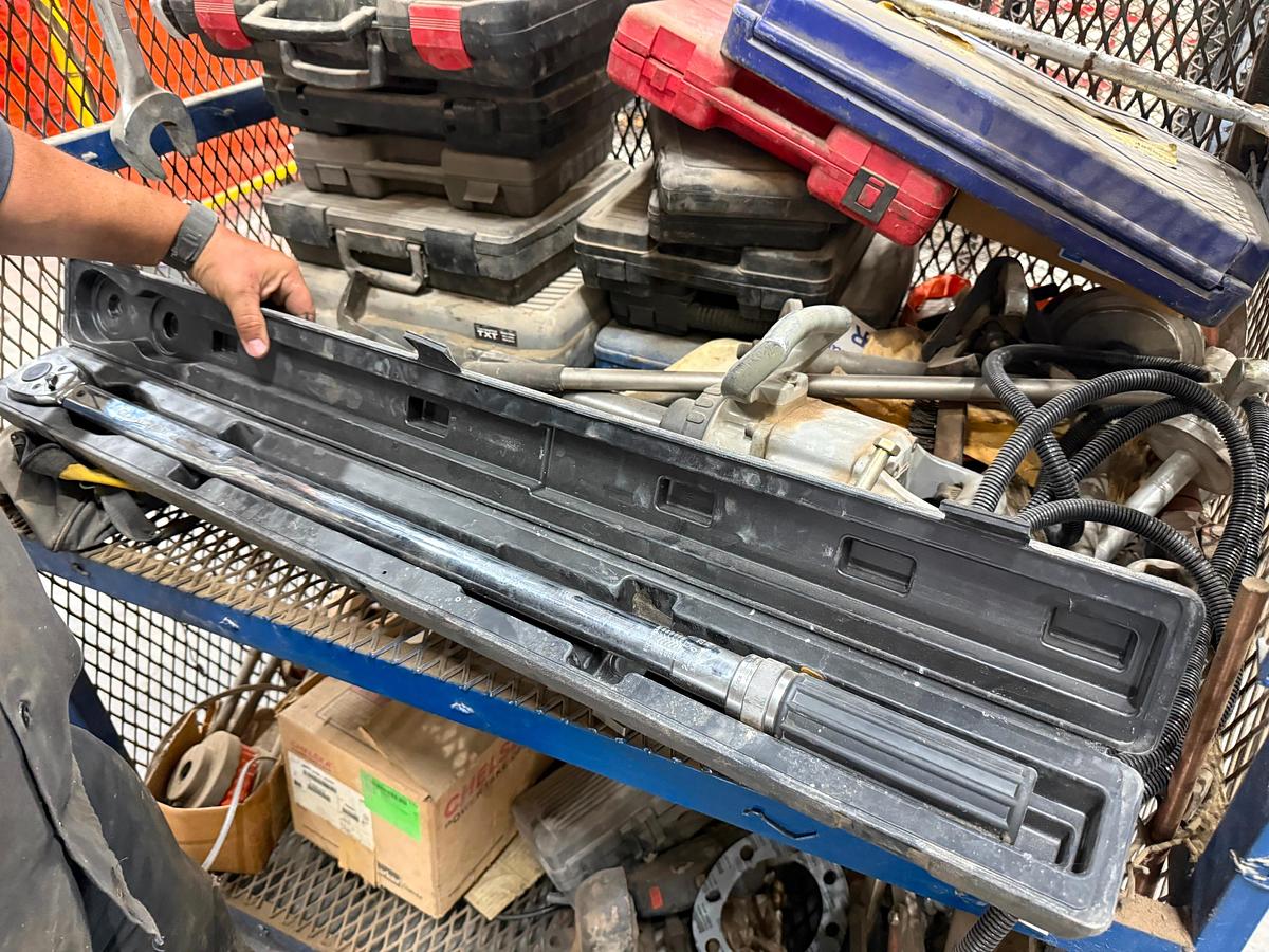 Used Metal Tool Cage with Assorted Tools and a 1'' Impact
