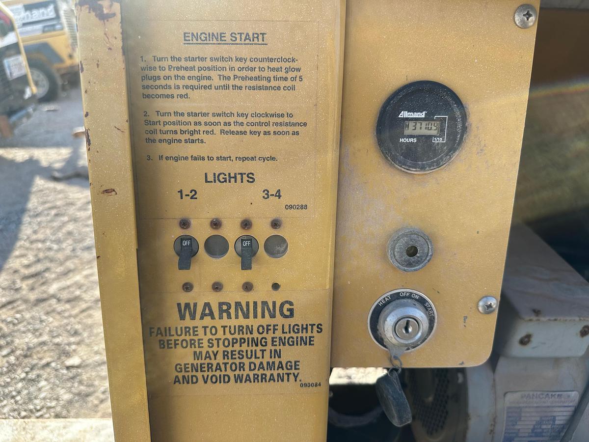 Used Allmand Nightpro Nl8 8kw Light Plant with Cat Engine Inoperable.