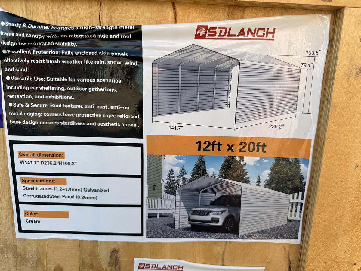 12'x20' Double Garage Metal Shed (UNUSED)