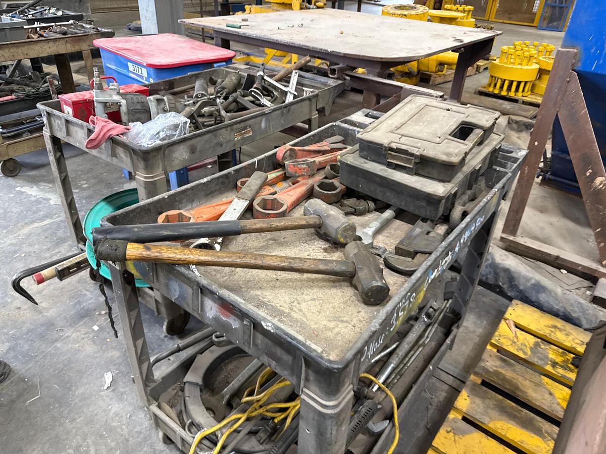 Used Rolling Cart with Hammer, Wrenches and Assorted Tools