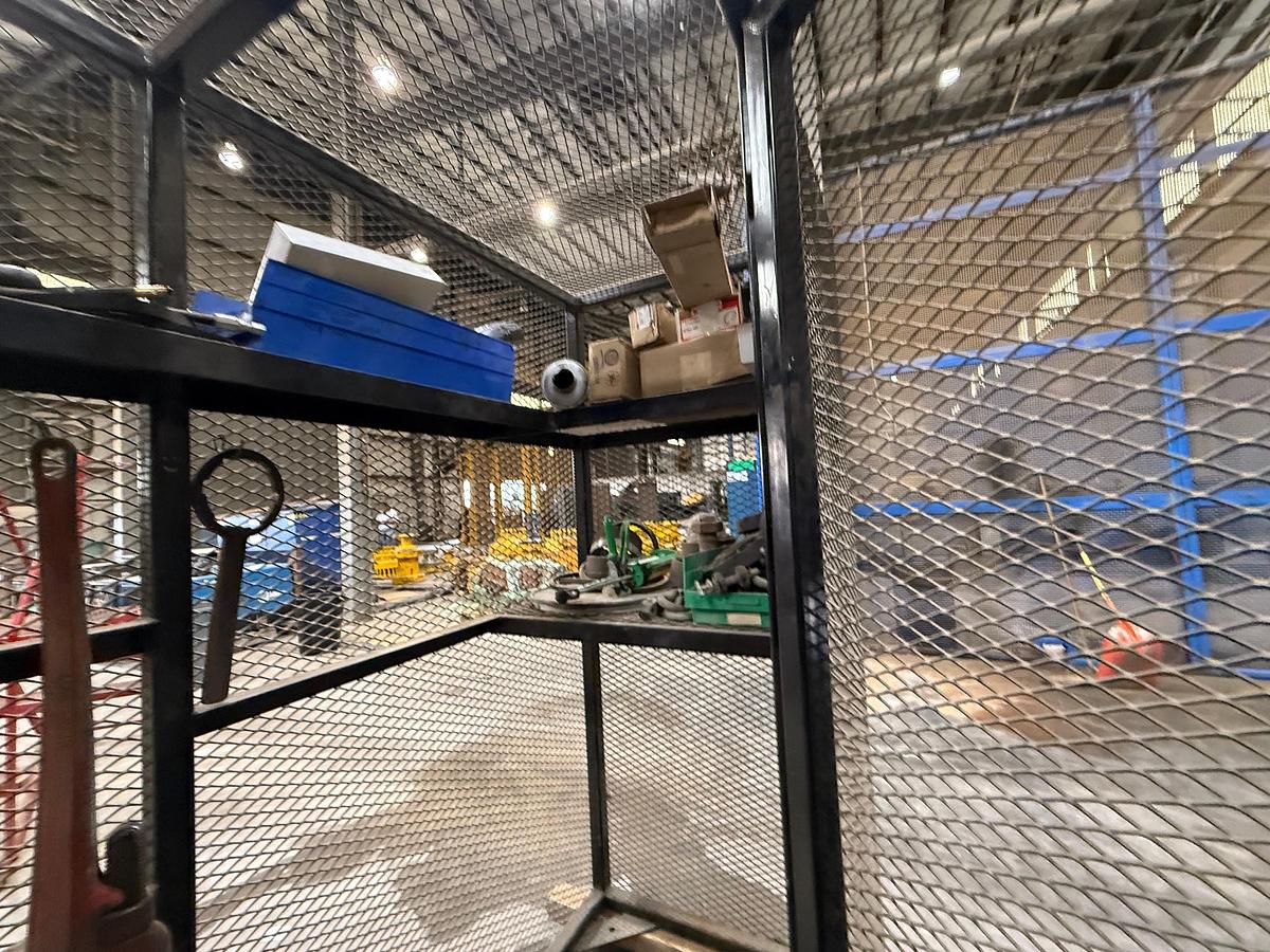 Used Metal Cage Tool Room with Assorted Tools