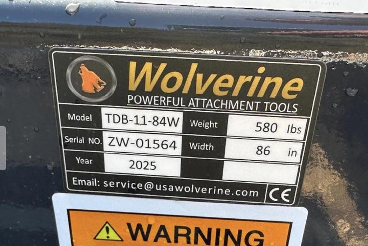 Used 2025 Wolverine TDB-11-84W Track Duty Bucket Skid Steer Attachment (UNUSED)