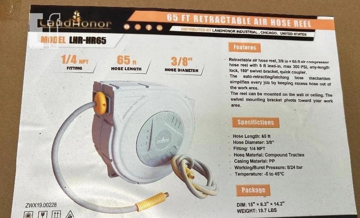 Used 2026 Landhonor LHR-HR65 65ft Retractable Air Hose Reel (UNUSED)
