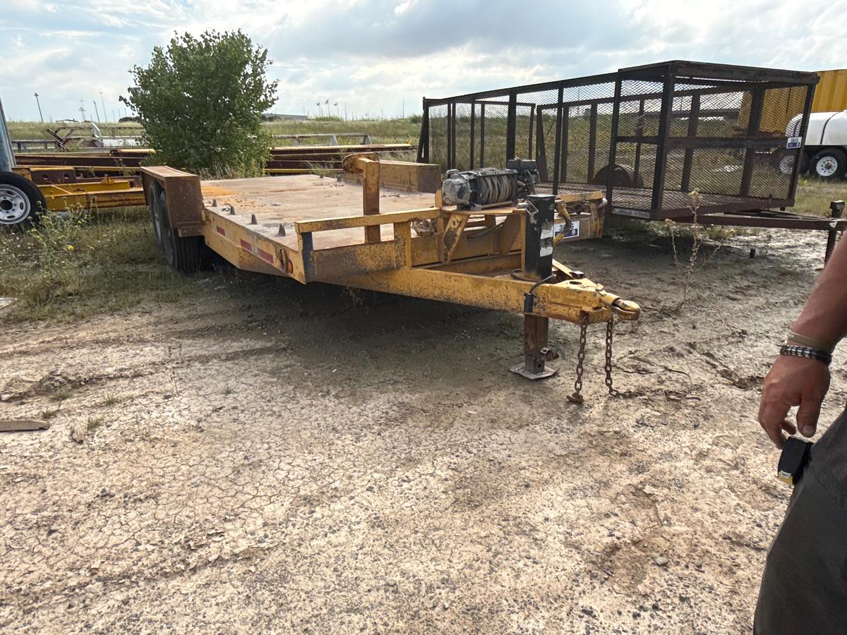 Used 18ft Flatbed Trailer with 17,500 lb Winch