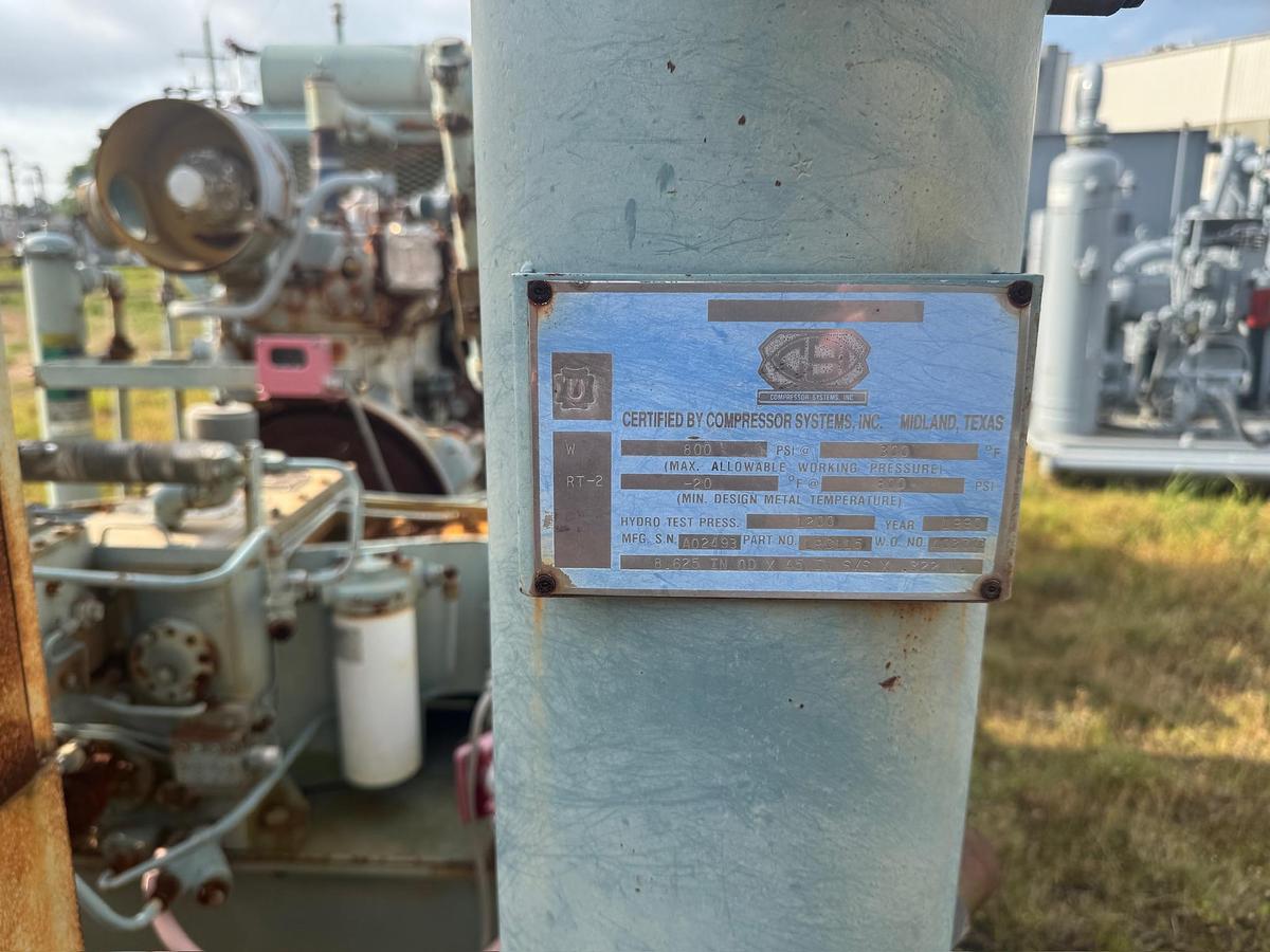Used 1990 CSI (Compressor Systems, Inc.) Engine-Driven Reciprocating Natural Gas Compressor, Skidded