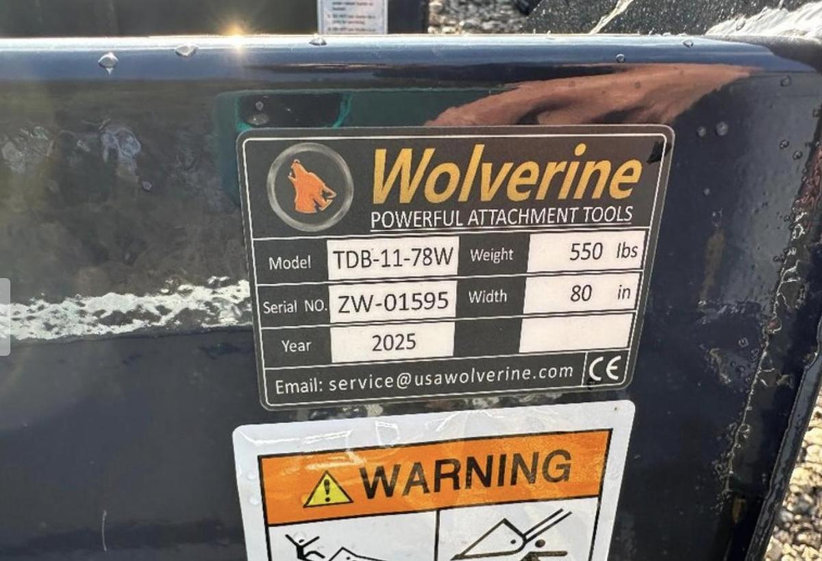 Used 2025 Wolverine TDB-11-78W Track Duty Bucket Skid Steer Attachment (UNUSED)