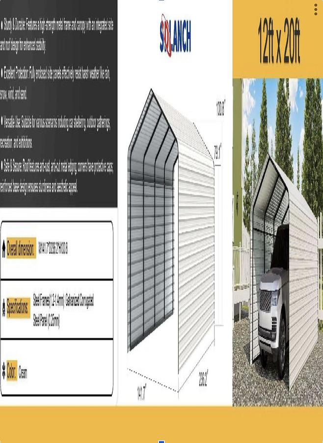 Used 12'x20' Double Garage Metal Shed (UNUSED)