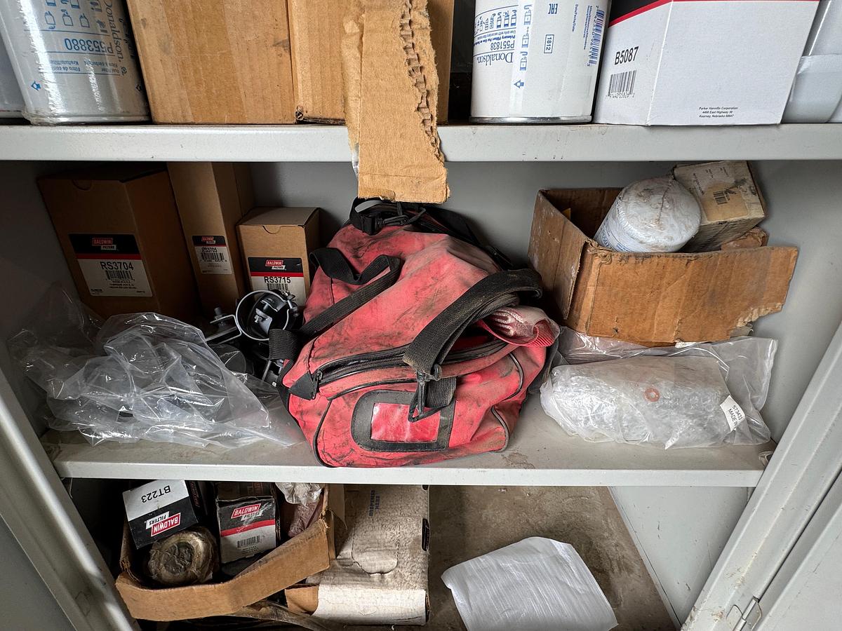 Used Parts Cabinet with Filters and Contents