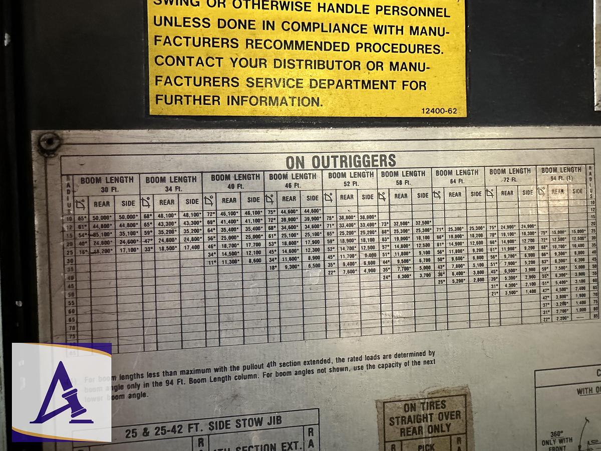 Used 1989 Lorain T250 - 94' Boom, 42' Jib
