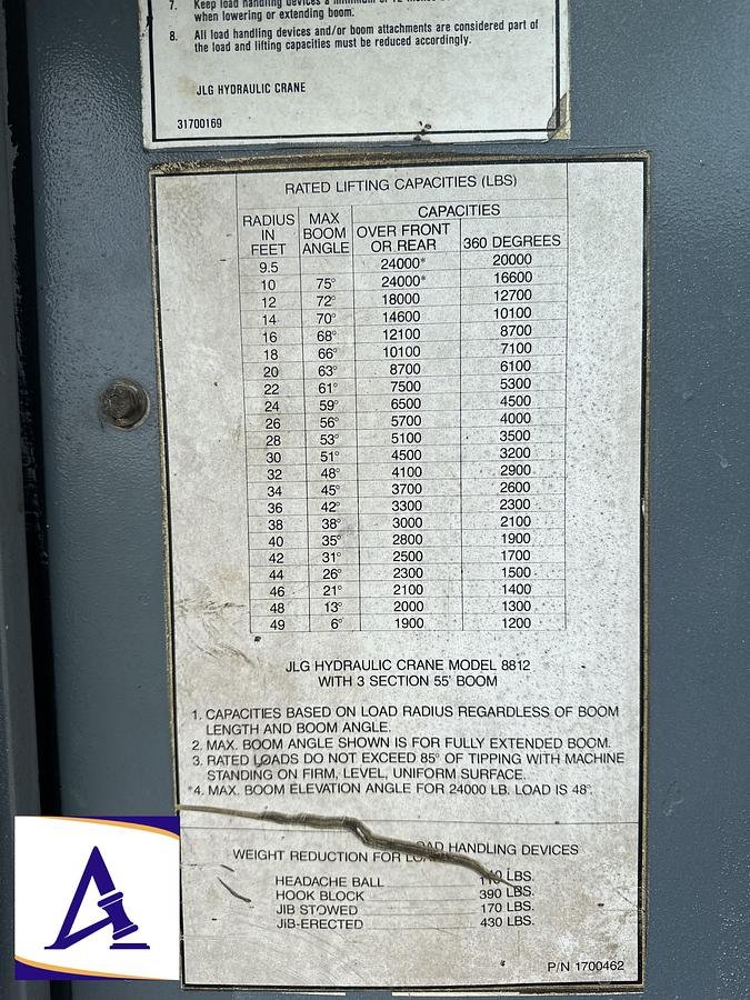 Used 1984 JLG 8812 55' Boom 10' Jib
