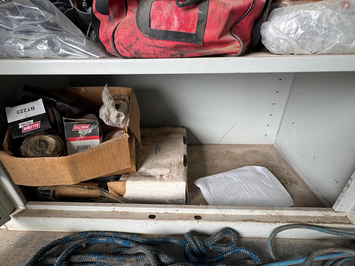 Used Parts Cabinet with Filters and Contents