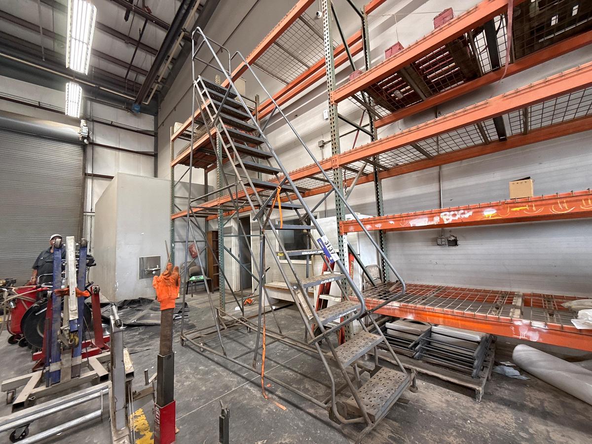 Used Industrial Rolling Step Steel Warehouse Ladder