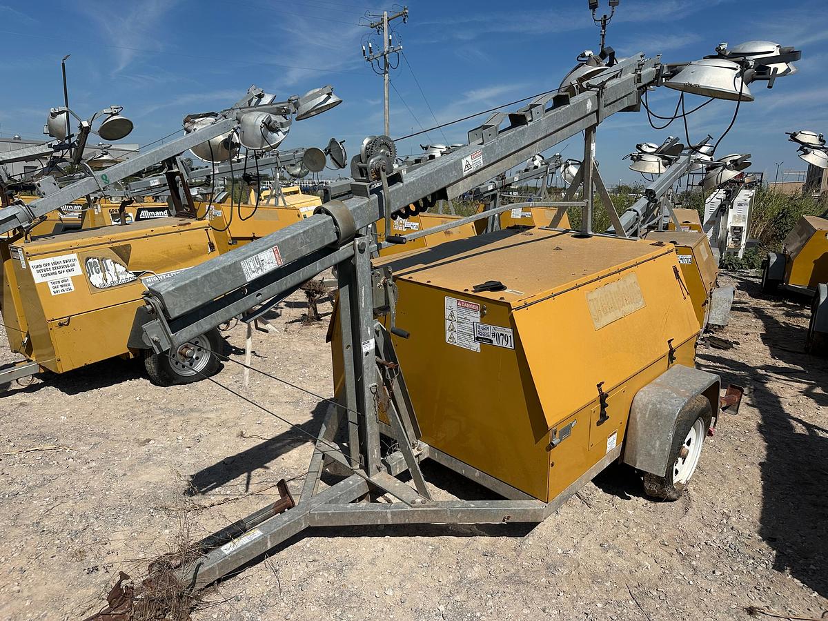 Used Warren Power Systems 8KW Light Plant, Inoperable, has Cat Engine, Bad Tires.