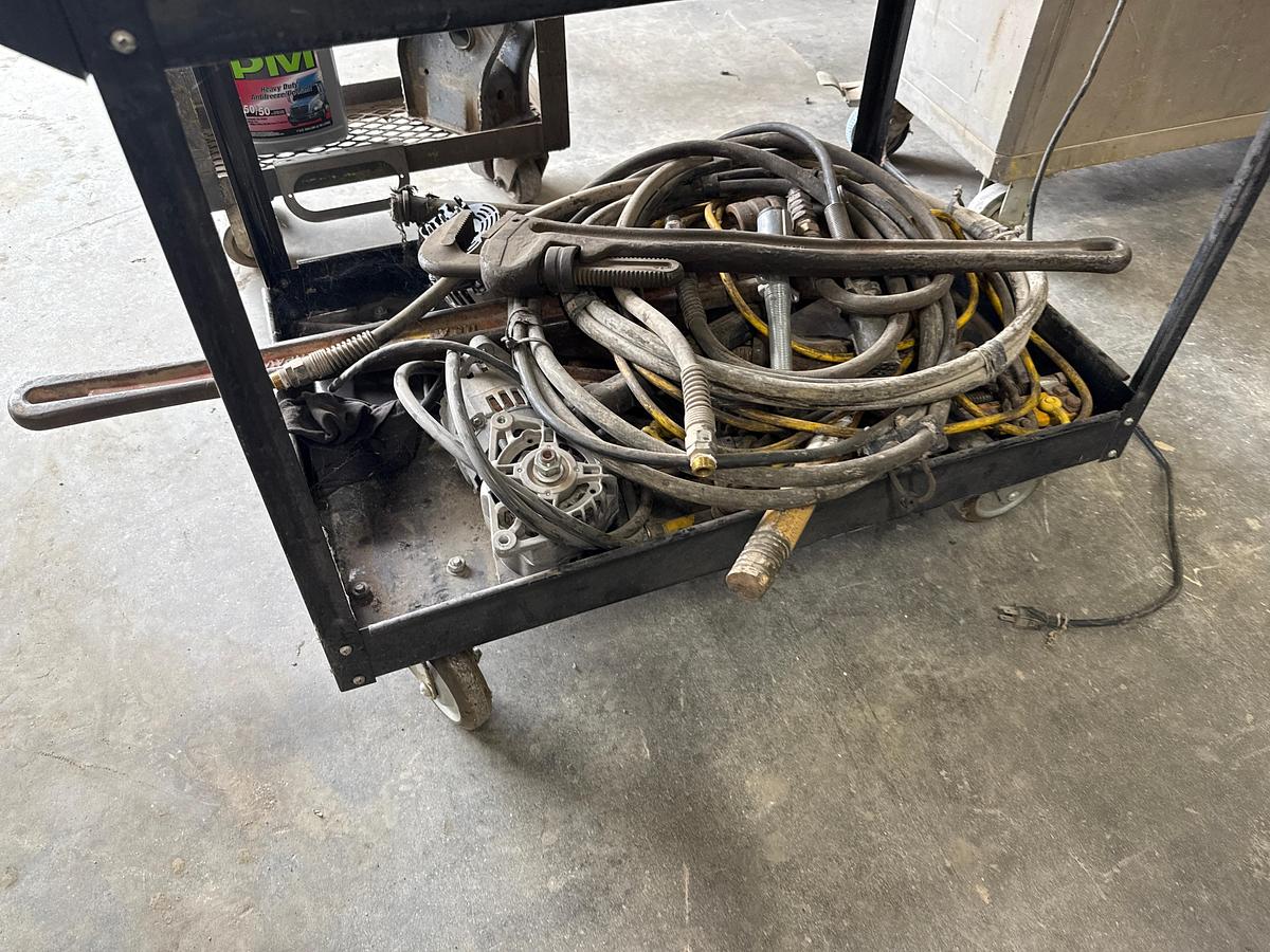 Used Rolling Cart with Miscellaneous Parts and Tools