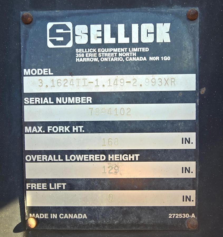 Used 2010 Sellick S160 Heavy-Duty Forklift