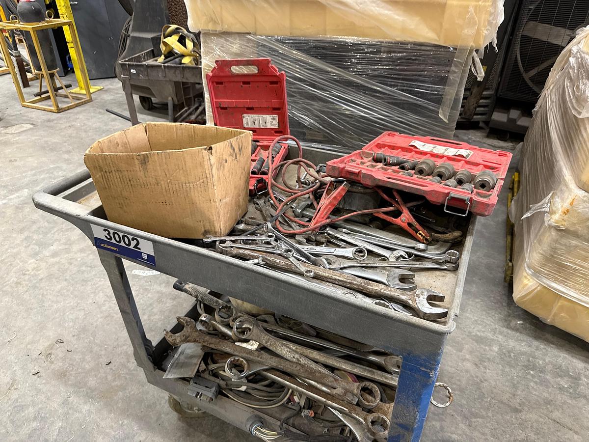Used Rolling Cart with Assorted Milwaukee Impact Sockets, and Wrenches