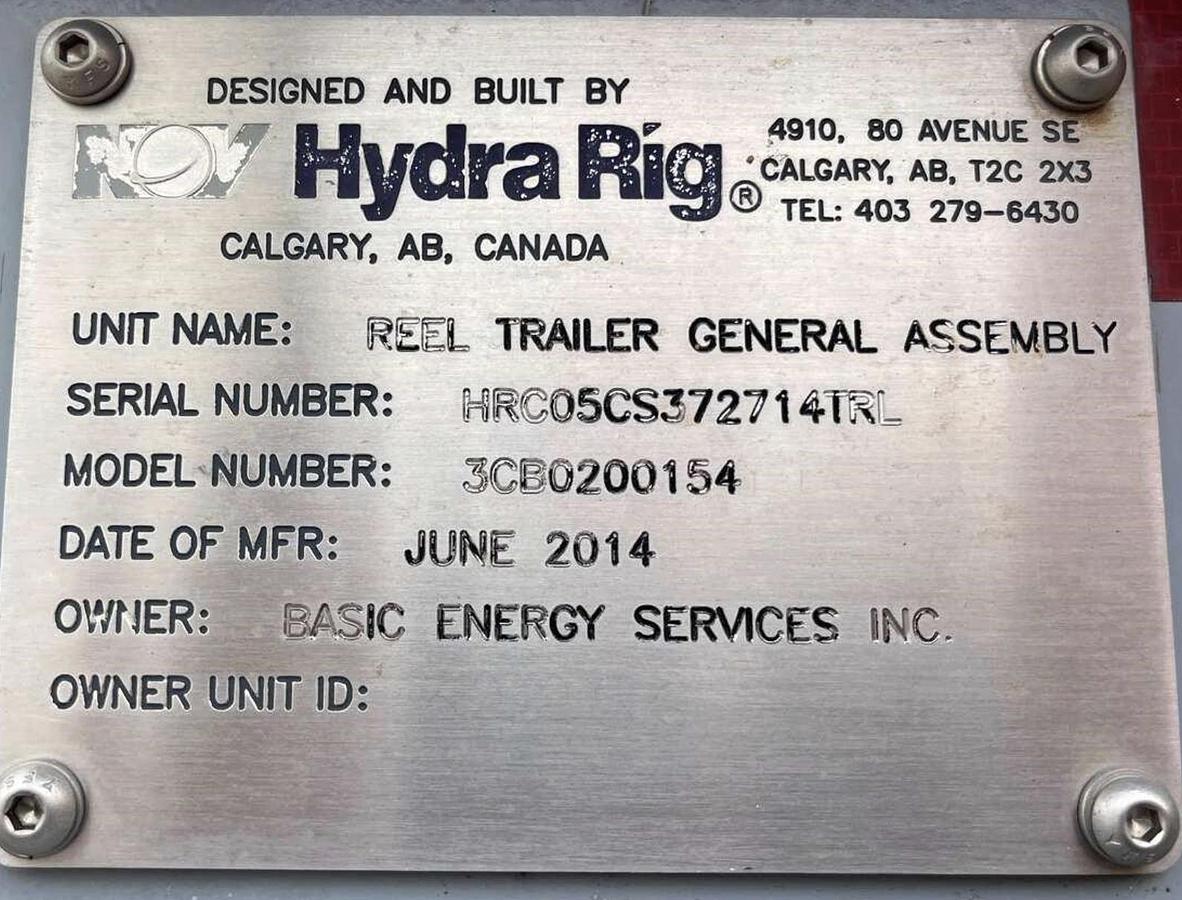 Used 2015 PEERLESS CH-53-3A 4-Axle Coil Tubing Reel Trailer