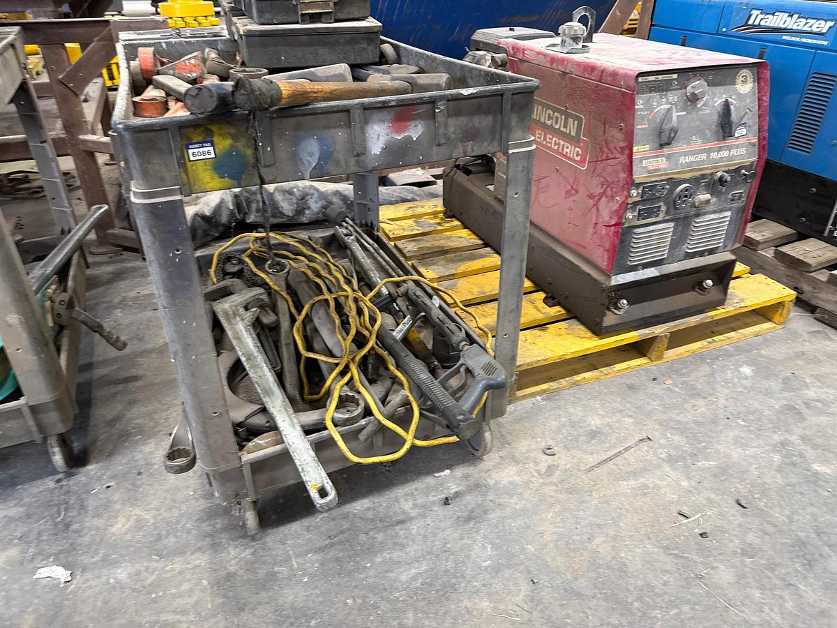 Used Rolling Cart with Hammer, Wrenches and Assorted Tools